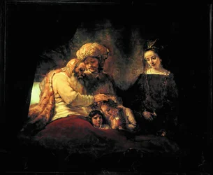 Jakob segnet seine Enkel Ephraim und Menasse in Anwesenheit ihrer Eltern Joseph und Anasth