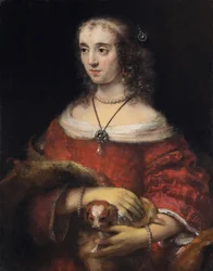 Porträt einer Dame mit Schoßhund