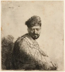 Bärtiger Mann mit orientalischer Pelzmütze: der Vater des Künstlers, 1631
