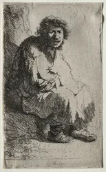 Bettler, der auf einem Ufer sitzt, 1630