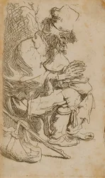 Bettler wärmt seine Hände