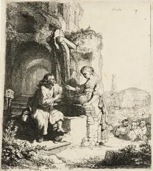 Christus und die Frau von Samaria unter Ruinen [Johannes 4:5-20], 1634