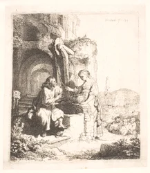 Christus und die Frau von Samaria: unter Ruinen
