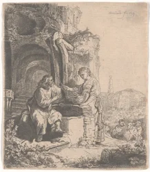 Christus und die Frau von Samaria unter Ruinen, 1634
