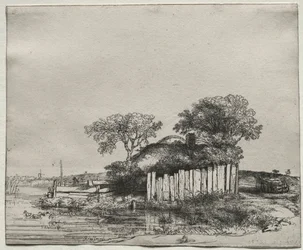 Hütte mit weißem Zaun, 1648