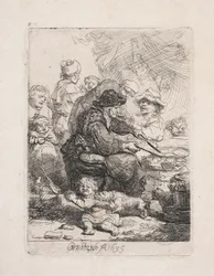 Frau, die Pfannkuchen brät