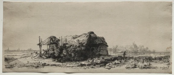 Landschaft mit einem Cottage und Heuscheune: Querformat, 1641