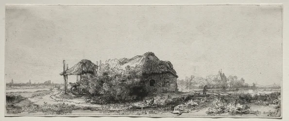 Landschaft mit einem Cottage und Heuscheune: Querformat, 1641