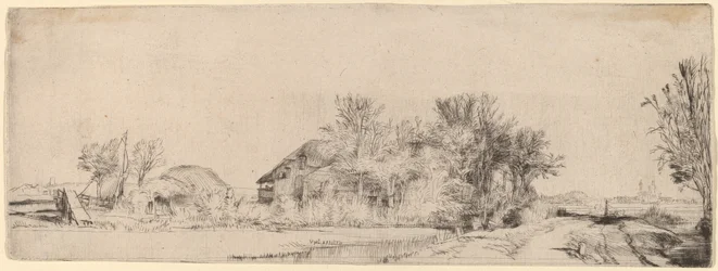 Landschaft mit einer Straße neben einem Kanal