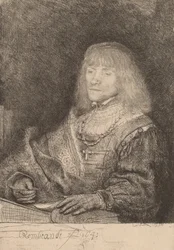 Mann an einem Schreibtisch mit Kreuz und Kette, 1641