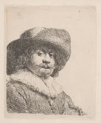 Mann mit breitkrempigem Hut und Halskrause