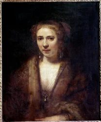 Porträt von Hendrickje Stoffels (1625-1663) mit Samtbarett, Gefährtin des Malers