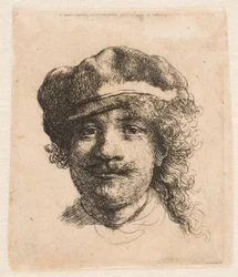 Rembrandt mit weicher Mütze: Frontalansicht: nur Kopf