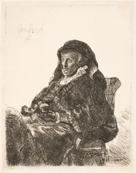 Rembrandts Mutter in Witwenkleid und schwarzen Handschuhen