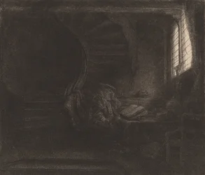 Heiliger Hieronymus in einer dunklen Kammer