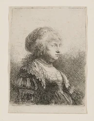 Saskia mit Perlen im Haar
