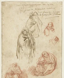 Studien der trauernden Magdalena und der Jungfrau