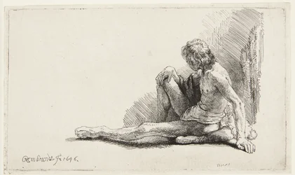 Studie vom Akt (Mann sitzt auf dem Boden)