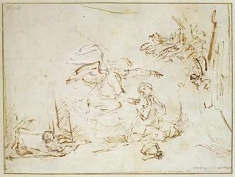 Der Engel erscheint Hagar und Ismael in der Wüste