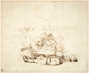 Die Heilige Familie schläft, mit Engeln, 1645