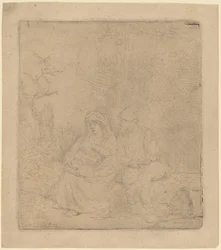 Die Rast auf der Flucht: Leicht radiert, 1645
