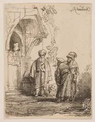 Drei orientalische Figuren (Jakob und Laban?)