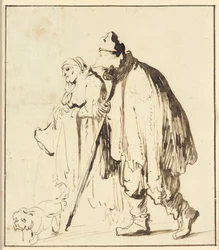 Vagabundenpaar mit einem Hund