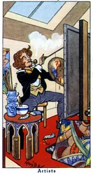 Ein Künstler malt in seinem Atelier, 1936