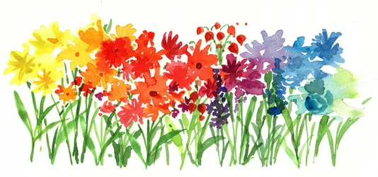 Regenbogengartenblumen