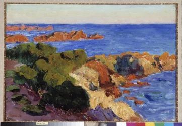 Les rochers rouges à Agay, Gemälde von Rene Seyssaud (1867-1952) 1901 Fondation regards de Provence, Marseille