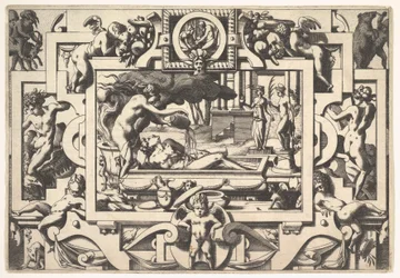 Medea gießt einen Zaubertrank über Jason, 1563