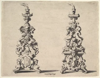 Zwei Kerzenhalter-Designs, ca. 1550-60