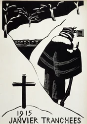 Januar 1915: die Schützengräben - aus „Calendar of War“, illustriert von Herman-Paul, Librairie Lutetia, Paris