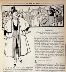 Darstellung von George Bryan Brummel (1778 - 1840), dem König der Dandies, der im Exil in Calais ist. Illustration von René Vincent. 19. Jahrhundert
