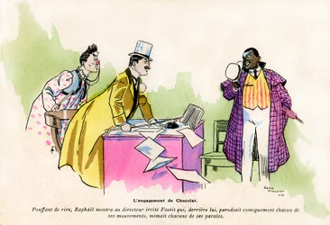 Das Engagement von Chocolat durch den Direktor des Nouveau Cirque de Paris - Clown-Duo von George Footitt (manchmal FootIT oder Footitt, sein richtiger Name Tudor Hall, Weißclown)