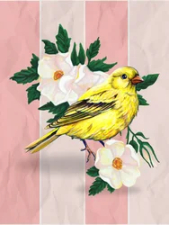 Gelber Vogel Wilde Rosen