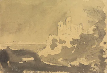 Eine Burg am Rand eines Sees