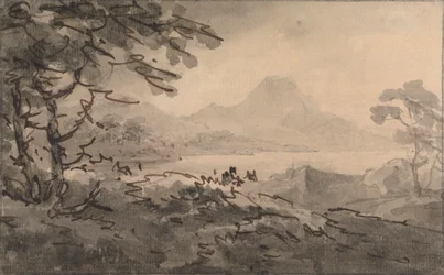 Ein See mit aufragenden Bergen