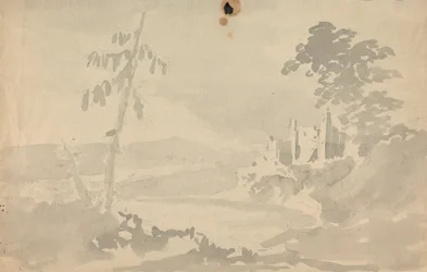 Landschaft mit Schloss und Fluss