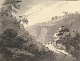 Landschaft mit Straße im Vordergrund