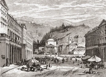 Eine Straße in Turin, Italien im späten 19. Jahrhundert. Aus Italienische Bilder von Rev. Samuel Manning, veröffentlicht um 1890.