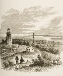 Sandy Hook New Jersey, gesehen vom Leuchtturm in den 1870er Jahren, ca. 1880