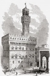 Der Palazzo Vecchio, Florenz, Toskana, Italien im späten 19. Jahrhundert. Aus Italienische Bilder von Rev. Samuel Manning, veröffentlicht ca. 1890.