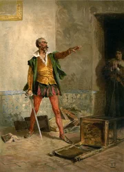 Don Quijote in seiner Bibliothek mit seiner Nichte