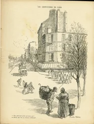 Illustration von Ricardo Flores (1878-1918) in Le Rire, 05/12/08 - Die Lumpensammler von Paris - Berufe, Architektur Urbanismus, Baum - Lumpensammler