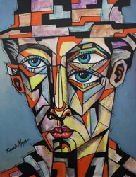 Geometrischer Mann mit Drei Augen