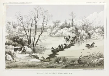 Überquerung des Hellgate River, Montana, USA, 6. Januar 1854