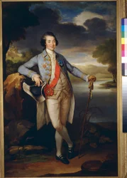 Porträt des Fürsten Alexander Kurakin (1752-1818) - Richard Brompton, Öl auf Leinwand, ca. 1780 - Staatliche Tretjakow-Galerie, Moskau