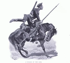 Ein Kosake der Linie, Illustration aus Cassells Geschichte des Russisch-Japanischen Krieges Band 1, ca. 1900