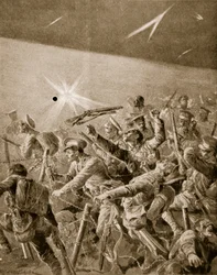 Britische Infanterie durchbricht deutsche Drahtverhaue, 1914-19